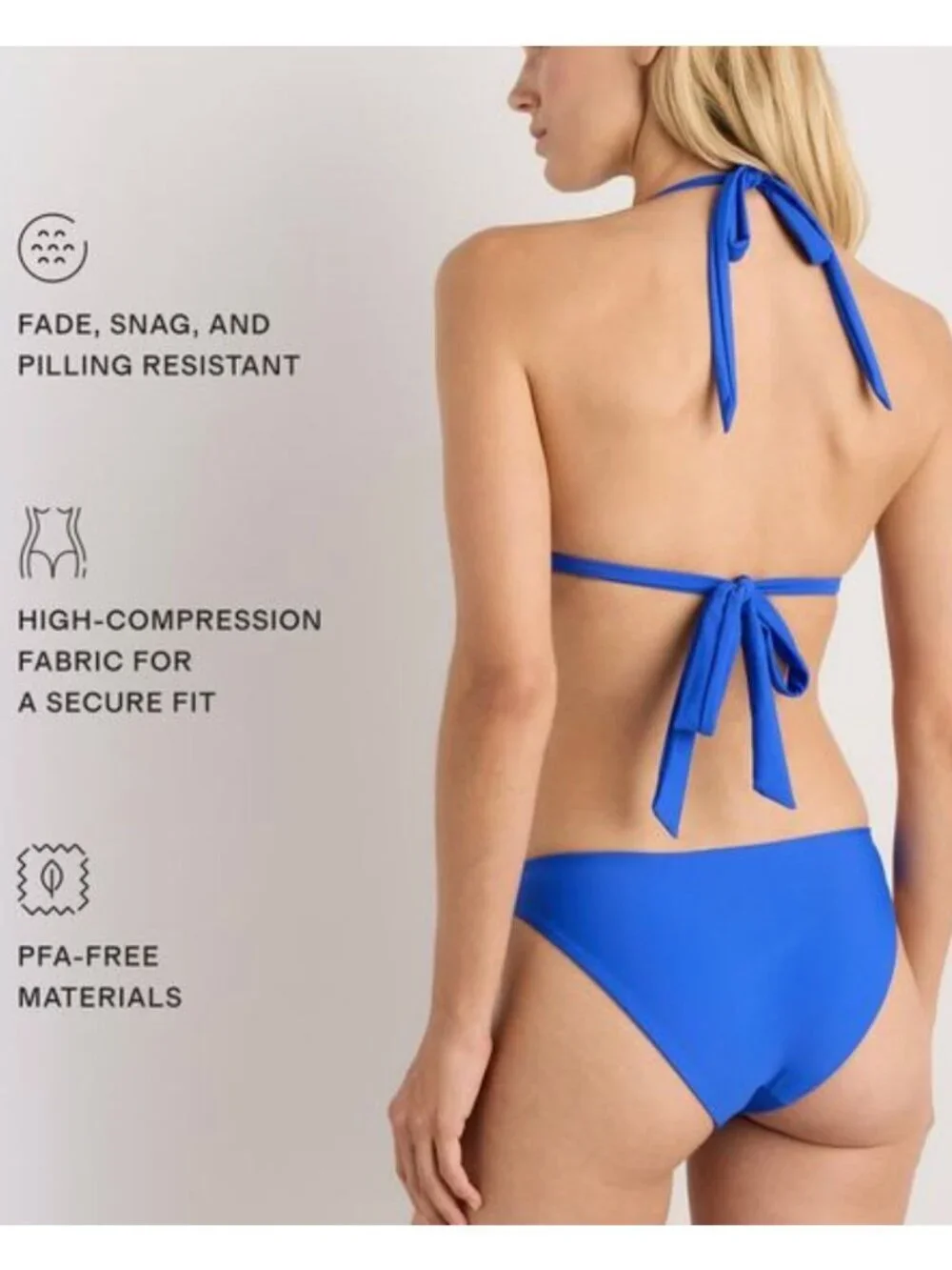 NWT Quince Italian Full Coverage Ring Triangle Bikini Top in Electric Blue - S